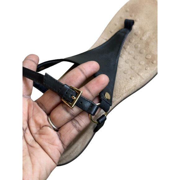 Vionic Womens Kirra Black Leather Thong Sandal Slingback Adjustable Strap Sz 7.5 - Picture 2 of 10